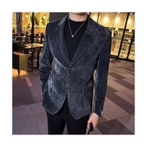가을 겨울 영국 스타일 슬림 남성 비즈니스 캐주얼 2 버튼 코듀로이 정장 두꺼운 재킷 블레이저 Masculino
