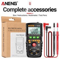 ANENG-M109 디지털 멀티미터 4000 카운트 AC/DC 전압 전류 테스터 음성 방송 전기 기기 계측기, 02 Black