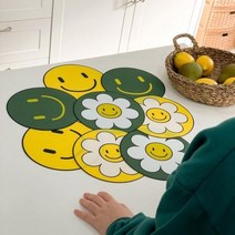 스마일 인덕션 실리콘 보호 매트 1+1, FK0025 스마일 인덕션 매트-플라워스마일1+1