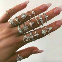 브랜드없음 2021 여성용 반지 스테인레스 스틸 쥬얼리 fidget ring set schmuck sets bague femme 보헤미안 커플 액세서리 anelli