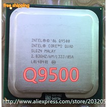 CPU 오리지널 인텔 코어 2 쿼드 Q9500 CPU 프로세서 2.83Ghz 6M 1333GHz 소켓 775 데스크탑 100 작동, 한개옵션0