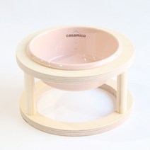 까사미코 강아지 밥그릇 고양이 물그릇 원목식기 세트, 핑크
