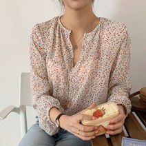 플라워 쉬폰 차르르 꾸안꾸 여성 러블리 블라우스