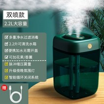 초음파가습기 캠핑 건조 신생아 무중력 안방 미니 무소음 소형 대용량 세척쉬운 무드등 사무실, [투명그린 2.2L+듀얼스프레이] + 3단모드+ 무드등