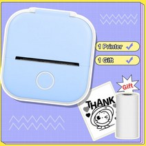 Phomemo-T02 미니 휴대용 무선 감열식 프린터 BT 포켓 라벨 연결 203dpi 53mm 인쇄, Blue
