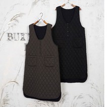 벅시루 여성 밀크 다이아누빔 앞포켓 U넥 민소매 원피스