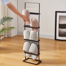 슬리퍼거치대 실내화걸이 현관 거치대 슈즈렉 슬리퍼 정리 신발 수납, 1개, 4단 양면 블랙