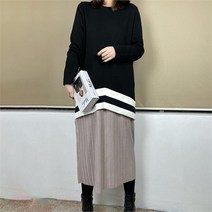 빅사이즈사랑해요 G286L201 플리츠배색스판원피스 BS