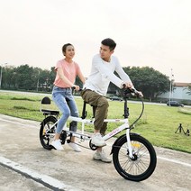 여행 관광 2인용 자전거, 블랙 스틸 프레임 LANGNO 라벨