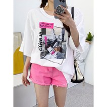 [3컬러/박스티] 빅사이즈 오버핏 형광 패치 포인트 반팔티