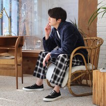 플레이몬스터 체크 팬츠 / 시크 모던 애슬레저룩 미니멀룩 / 모직 밴딩 바지