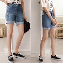 리더스 리더스 여자여름청바지 영문 자수 배색 롤업 코디 (7113166)