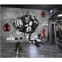 3d 벽화 벽지 거실 개성 크리에이티브 피트니스 보디 빌딩 고릴라 브레이킹 체육관 벽지 3d, non-woven_1 ㎡