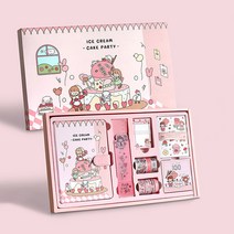 떨샵 가든파티 다이어리 DIY 선물세트 마스킹테이프 데코스티커 메모지 캘린더 풀세트, 핑크