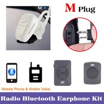 워키토키 워키 토키 블루투스 헤드셋 K/M 미니 이어폰 모토로라 Baofeng 888S UV5R 용 핸드 헬드 양방향 라디오 무선 BT 헤드폰, 04 White M Plug
