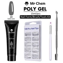 as젤 네일 Mr Chem 폴리 젤 키트 15ml LED 클리어 UV 바니시 매니큐어 세트 구축 오래 지속되는 연장, [48] 48