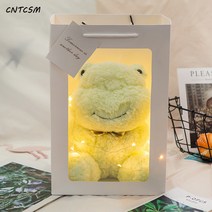 CNTCSM 하그 시리즈 뽀글이 장난감 피규어 토끼 돼지 곰돌이 인형 소프트 쿠션 인형 선물, 개구리+선물세트 랜턴, 53센티
