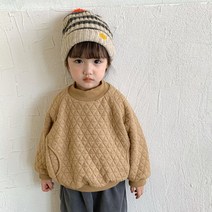 도오빠 맨티누비 아동 누빔 맨투맨 따뜻한 안감 기모 긴팔 티셔츠 캐주얼 겨울 방한 스웨터 여아 남아 공용 키즈 주니어 어린이