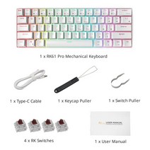 JINUS 레이저키보드 무접점키보드 RGB 기계식 Royal Kludge RK68RK855/RK71 무선 65% 소형 키보드 68 키 블루투스 핫 스왑 가능 게임용, [05] Gateron Brown, [05] RK61 Pro Sliver