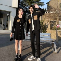 긴소매셔츠원피스 커플룩 마린넥 와이드 루즈핏 학원 무드 블랙 작은 키 디자인감각 멜란 와이셔츠 3760360347