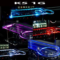 ArtX K5 1세대 USB 5V LED 2단 차량용 무중력테이블 컵홀더 식탁 자동차 선반 핸드폰 거치대 수납용품, 화이트, 포함, 미니-사각 타잎