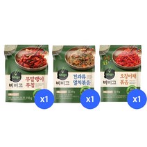 (냉장)비비고 무말랭이무침x1개+견과류멸치볶음x1개+매콤오징어볶음x1개, 1세트