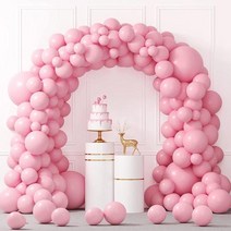 RUBFAC 149pcs 핑크 풍선 다양한 크기 18 12 10 5 인치 라이트 화환 키트 라텍스 파스텔 아치 생일 파티 결혼식 약혼 졸업 베이비 샤워 장식, 분홍색, 분홍색