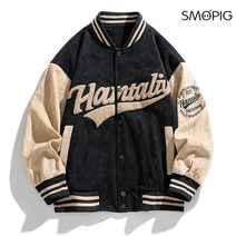 SMOPIG 가을 남자 스트리트 패션 빈티지 야구 점퍼 코트