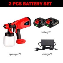 동력분무기 ONEVAN-가정용 무선 전기 페인트 분무기 800ml 스프레이 건 마끼다 18V 배터리용 충전식 조, 04 Red 2Battery Set, Red 2Battery Set
