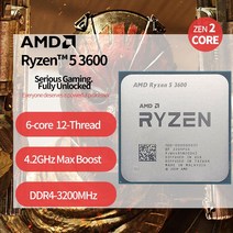 CPU 컴퓨터씨피유AMD Ryzen 5 3600 R5 3.6 GHz 6 코어 12 스레드 CPU 프로세서 7NM 65W L3 = 32M 100-0000, 한개옵션0
