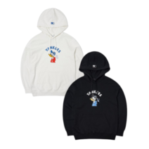 MLB 엠엘비 MLB x Disney 도날드덕 빅로고 오버핏 후드티 뉴욕양키스 3AHDD1014 블랙 아이보리