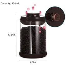 커피 빈셀러 원두보관 원두소분 식품 소분 Coffee canister airtight storage coffee beans container glass jar with food, 900ml