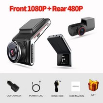 sameuo u2000 dash cam 전면 및 후면 4k 2160p 2 카메라 자동차 dvr wifi dashcam 비디오 레코더 자동 야간 투시경 24h 주차 모니터, 전면1080p 후면480p, 협력사, 없음