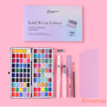 과슈그림 국제 뉴타입 철재케이스 포장 고체 수채 물감 세트 100색 광택화이트 회화, T04-100색