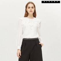 시슬리 스트라이프 러플 카라 블라우스 SAWS16111 IV