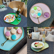 비스포크 반달 논슬립 파스텔 카페 트레이 칠기쟁반, 민트