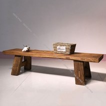 해외 원목 느릅 나무 신발장 인테리어 낮은 벤치 긴 의자, 주문제작140x30x40