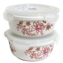 백산까메오핑크 도자기원형밀폐찬통세트-2개/ 12cm/14cm/16cm, 12cm