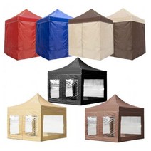 WINAIR 4COLORS 캐노피 방수 천막 풀세트 지붕+프레임+투명바람막이4면세트, 3mx3m_블랙(지붕+프레임+투명바람막이4면세트)