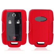 Horande 360도 부드러운 TPU 보호 키 포브 커버 케이스 쉐보레 실버라도 1500 타호 콜로라도 서버번 GMC 시에라 캐니언 SLT 스마트 키리스 엔트리 포브(퍼플), Red