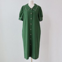 아이우먼 린넨배색카라롱원피스 LYK221M208 빅사이즈
