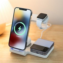 코드나인 4 IN 1 무선 초고속 충전기, 화이트, 1개