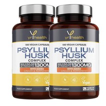 영국 yrhealth Psyllium Husks 실리엄허스크 차전자피 1300mg 180캡슐, 2팩