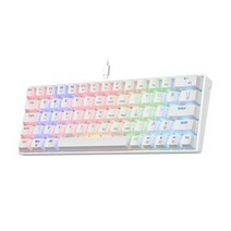 KA6406 키보드 RGB USB 기계 게임 키보드 64 키 유선 분리형 케이블 휴대용 게이머 키보드 레드 스위치 키 캡, 블루 스위치, White