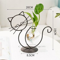 1+1 골드프레임 수경식물 비커 화분 유리 럭셔리 꽃병 장식품 인테리어, 13. 앉아있는 검은 새끼 고양이 수경법