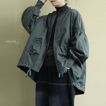 중년여성패션 40 50대 엄마옷 빅사이즈 마담 자켓 언발란스 셔링 바람막이 야상 점퍼