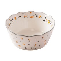 대용량 프레쉬 웨이브 사발 세라믹 라면 사발 아침 국수 사발 과일 샐러드 그릇, 손잡이가 있는 레몬 베이킹 그릇