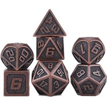 보드 게임 주사위 rpg dnd mtg 게임 고대 구리 금 은을 위한 검은색 가방이 있는 7개의 다면체 금속 주사위 세트, s14
