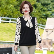 여성긴팔티 중년 꽃무늬 니트상의 감각적인 코디 부드러운촉감 어디든잘어울리는 스커트와잘어울리는 간절기티셔츠 봄티셔츠