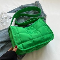 퀄트가방 패션 퀼트 코튼 패딩 메신저 가방 여성용 솔리드 컬러 마름모 패턴 숄더 백 크로스 바디 핸드백, 03 Green